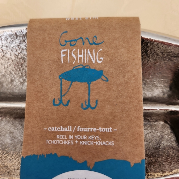 West Elm Gone Fishing Silver Catchall Tray NWT - Picture 5 of 6